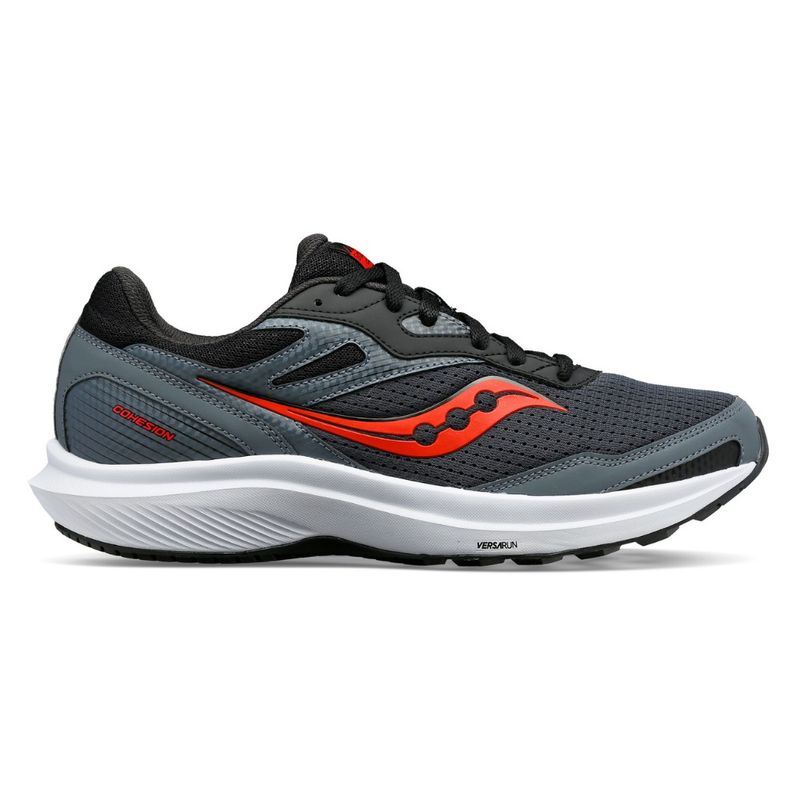 tenis-saucony-cohesion-16-masculino-cinza-e-vermelho-lateral-externa